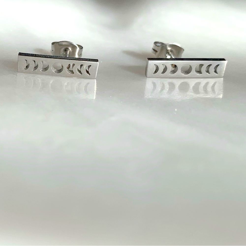 Moon phases titanium steel stud earrings
